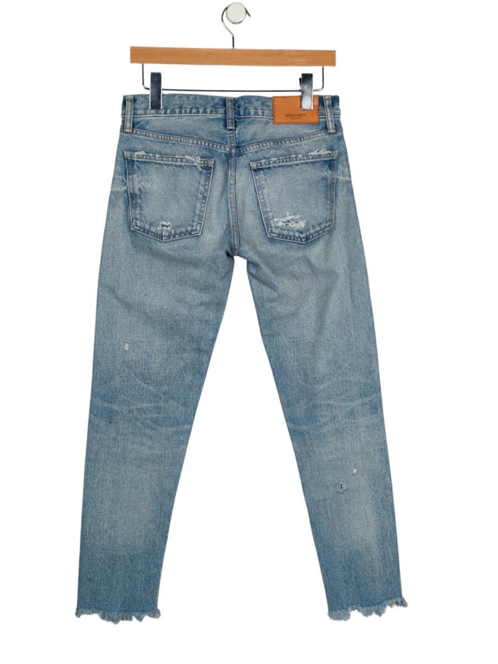 Moussy Light Blue Slim Straight Distressed Jeans
